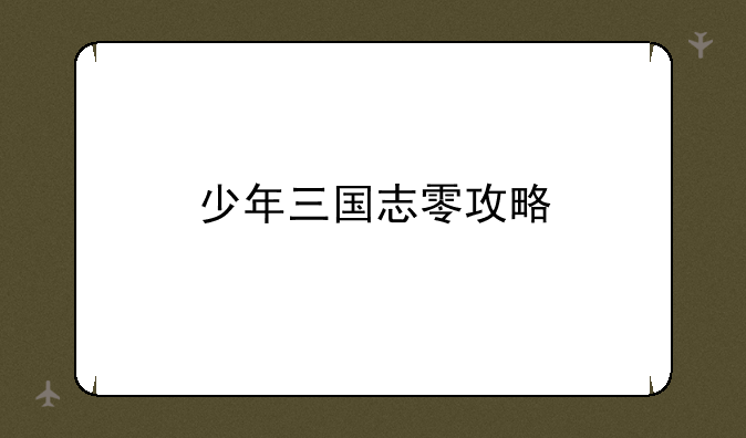 少年三国志零攻略