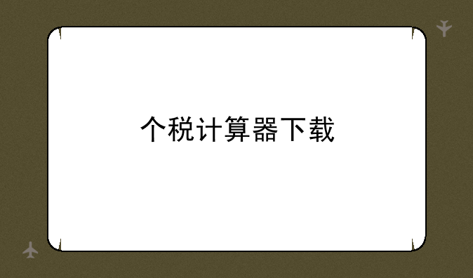 个税计算器下载