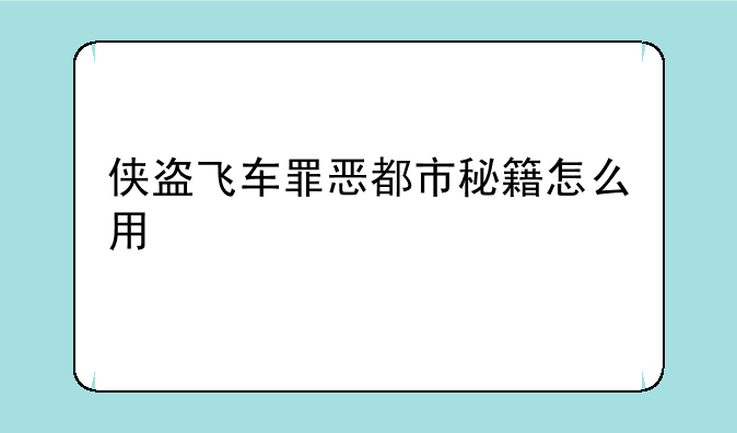 侠盗飞车罪恶都市秘籍怎么用