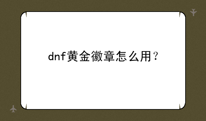 dnf黄金徽章怎么用？