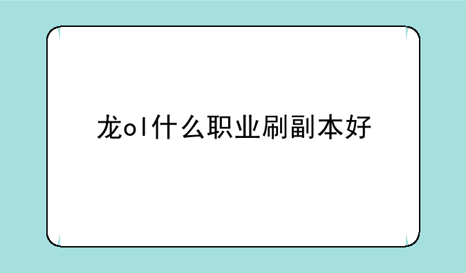 龙ol什么职业刷副本好