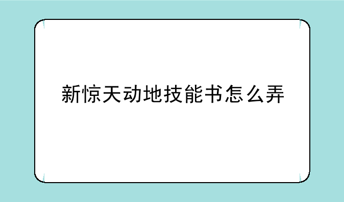 新惊天动地技能书怎么弄