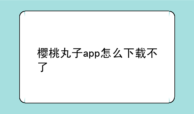 樱桃丸子app怎么下载不了