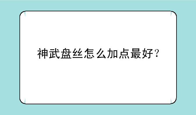 神武盘丝怎么加点最好？