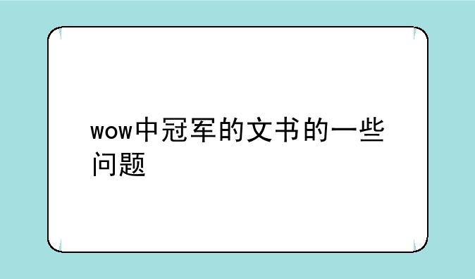 wow中冠军的文书的一些问题
