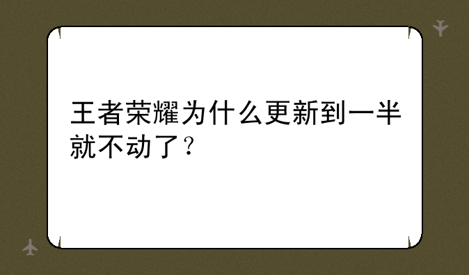 王者荣耀为什么更新到一半就不动了？
