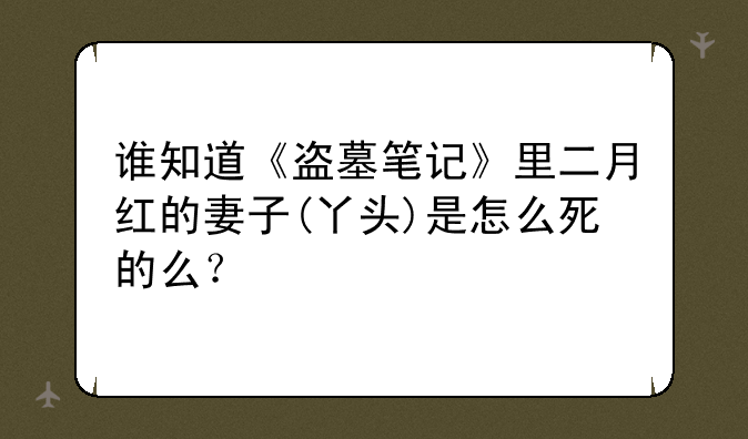 谁知道《盗墓笔记》里二月红的妻子(丫头)是怎么死的么？