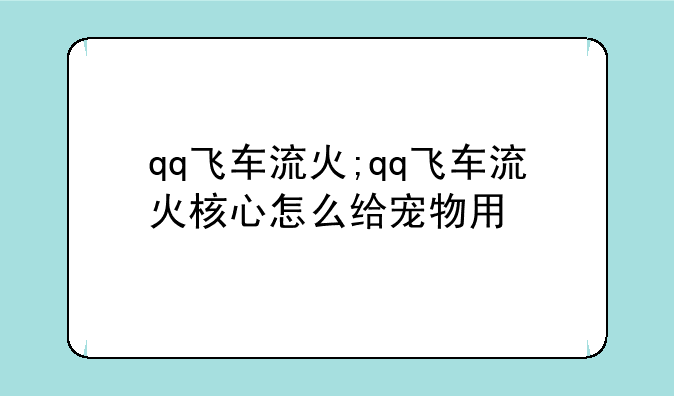 qq飞车流火;qq飞车流火核心怎么给宠物用