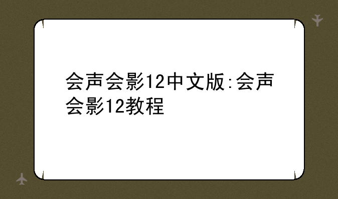 会声会影12中文版:会声会影12教程