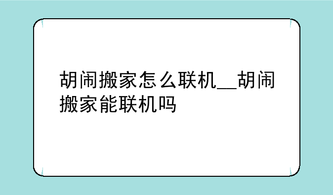 胡闹搬家怎么联机__胡闹搬家能联机吗